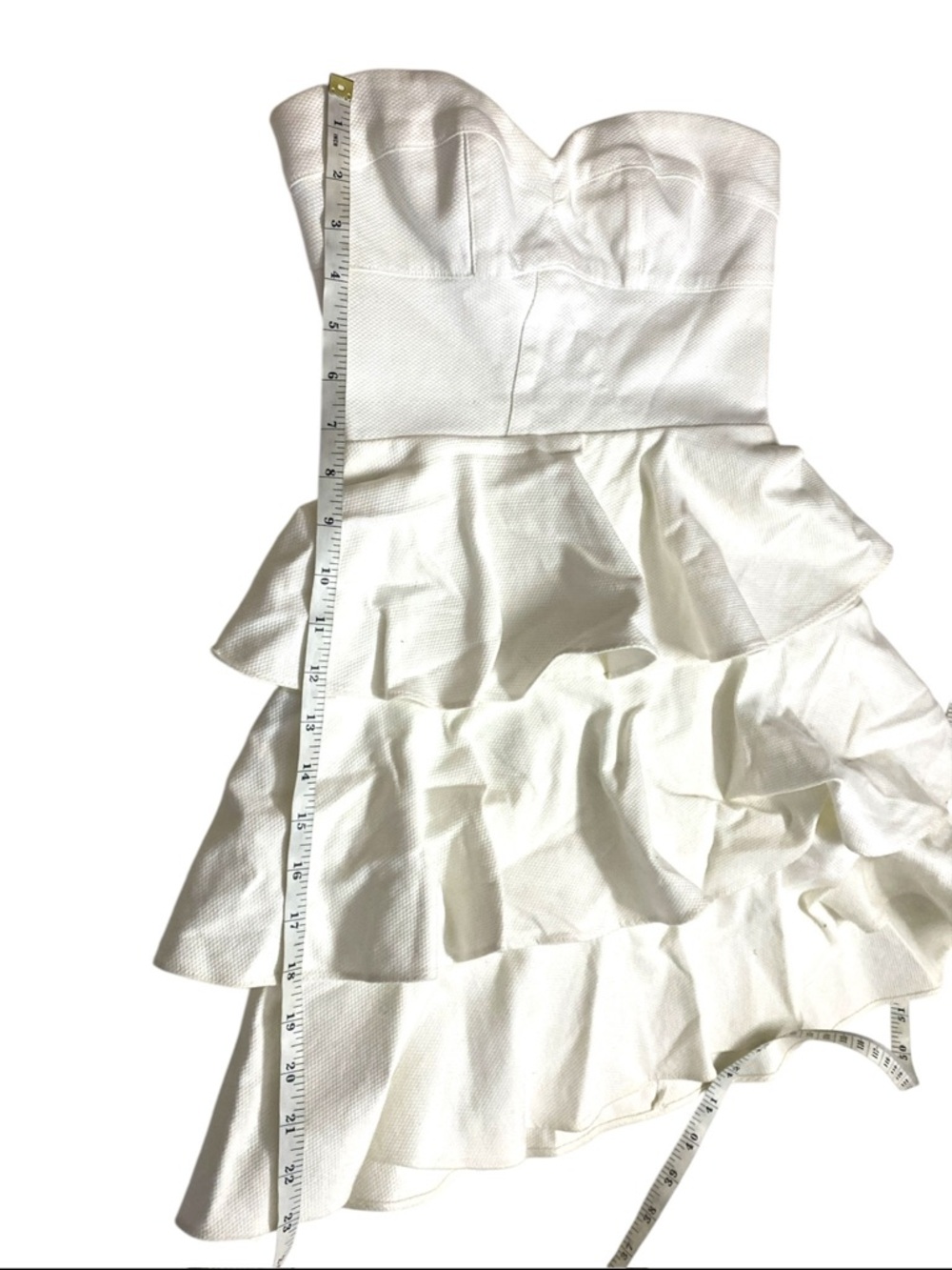 Amanda Uprichard - Strapless Tiered Ruffle Sweetheart Neckline Party Mini Dress - Picture 9 of 9